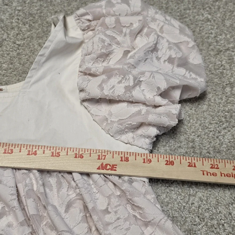 Free People Sunrise to Sunset Top M Pink Floral Burnout Babydoll Puff Sleeve
